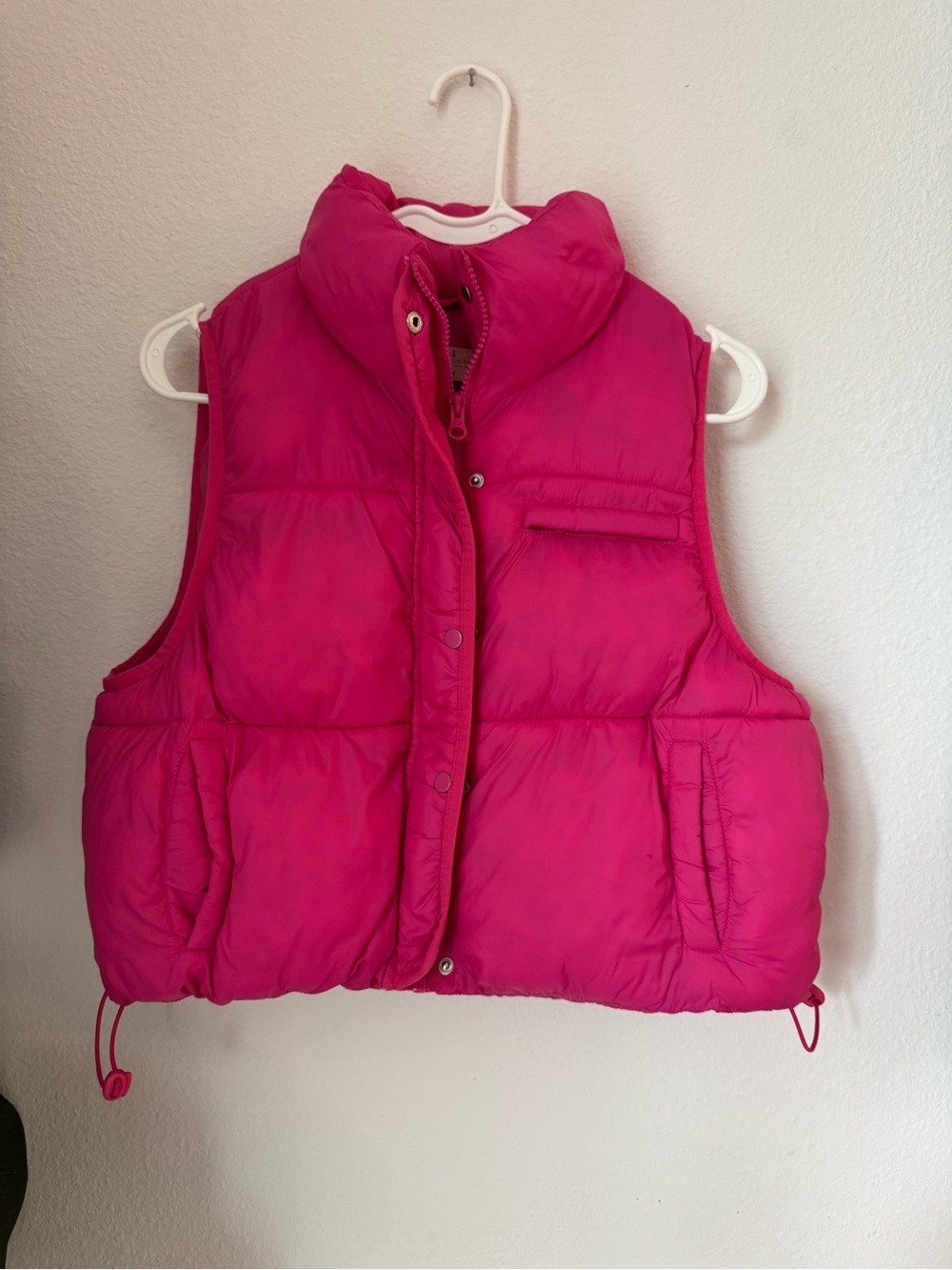 Simply Southern Hot Pink crop Puffer Vest